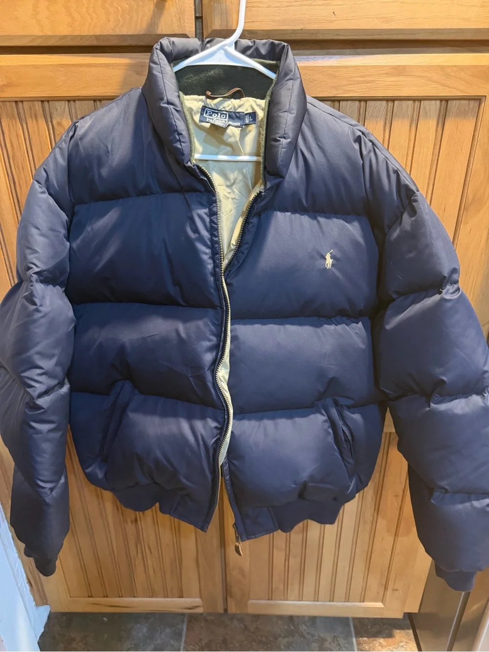 Ralph Lauren Navy and Khaki Down Jacket with Polo Label